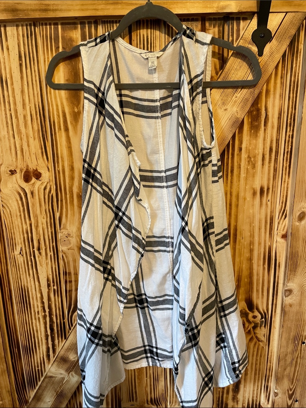 Cato White and Black Plaid Asymmetrical Sleeveless Dress